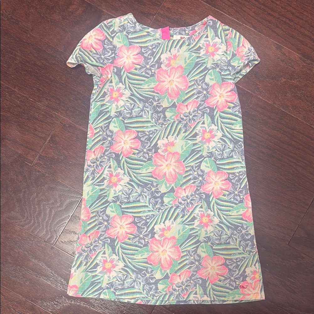 Vineyard Vines Pink and Green Flutter Sleeve Sundress